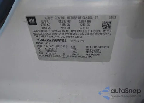 2014 Chevrolet Equinox Ls z USA, uszkodzony, nr VIN 2GNALAEK0E6151552